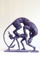 Mann und Löwe, 2001, Wachs für Bronze, Höhe: 12 cm
